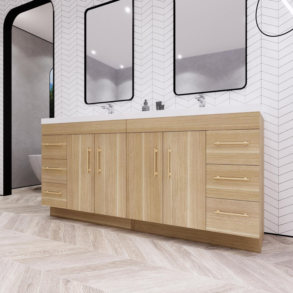 Meuble-lavabo autoportant Eliza de 72 po avec double vasque