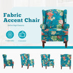 Fauteuil d'appoint moderne Erommy, fauteuil à dossier haut, canapé simple en tissu rembourré avec pieds en bois pour le salon