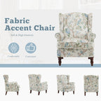 Fauteuil d'appoint moderne Erommy, fauteuil à dossier haut, canapé simple en tissu rembourré avec pieds en bois pour le salon