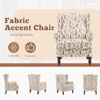 Fauteuil d'appoint moderne Erommy, fauteuil à dossier haut, canapé simple en tissu rembourré avec pieds en bois pour le salon
