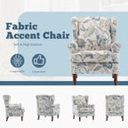Fauteuil d'appoint moderne Erommy, fauteuil à dossier haut, canapé simple en tissu rembourré avec pieds en bois pour le salon