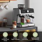 Cafetière expresso avec moulin, réservoir d'eau de 2,8 L