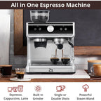 Cafetière expresso avec moulin, réservoir d'eau de 2,8 L