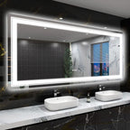 Miroir de salle de bain extra large avec éclairage LED, antibuée, 3 couleurs