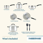 Batterie de cuisine Farberware Brilliance en acier inoxydable, 10 pièces