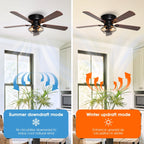 Ventilateur de plafond encastré noir Farmhouse de 48 po à 5 pales en bois à profil bas avec télécommande et kit d'éclairage