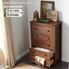 Commode haute en bois à 5 tiroirs de style ferme, commode pour chambre à coucher