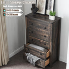 Commode haute en bois à 5 tiroirs de style ferme, commode pour chambre à coucher