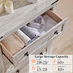 Commode haute en bois à 5 tiroirs de style ferme, commode pour chambre à coucher