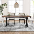 Table à manger de ferme pour 6 personnes, table de cuisine rectangulaire en bois de 70,8 pouces