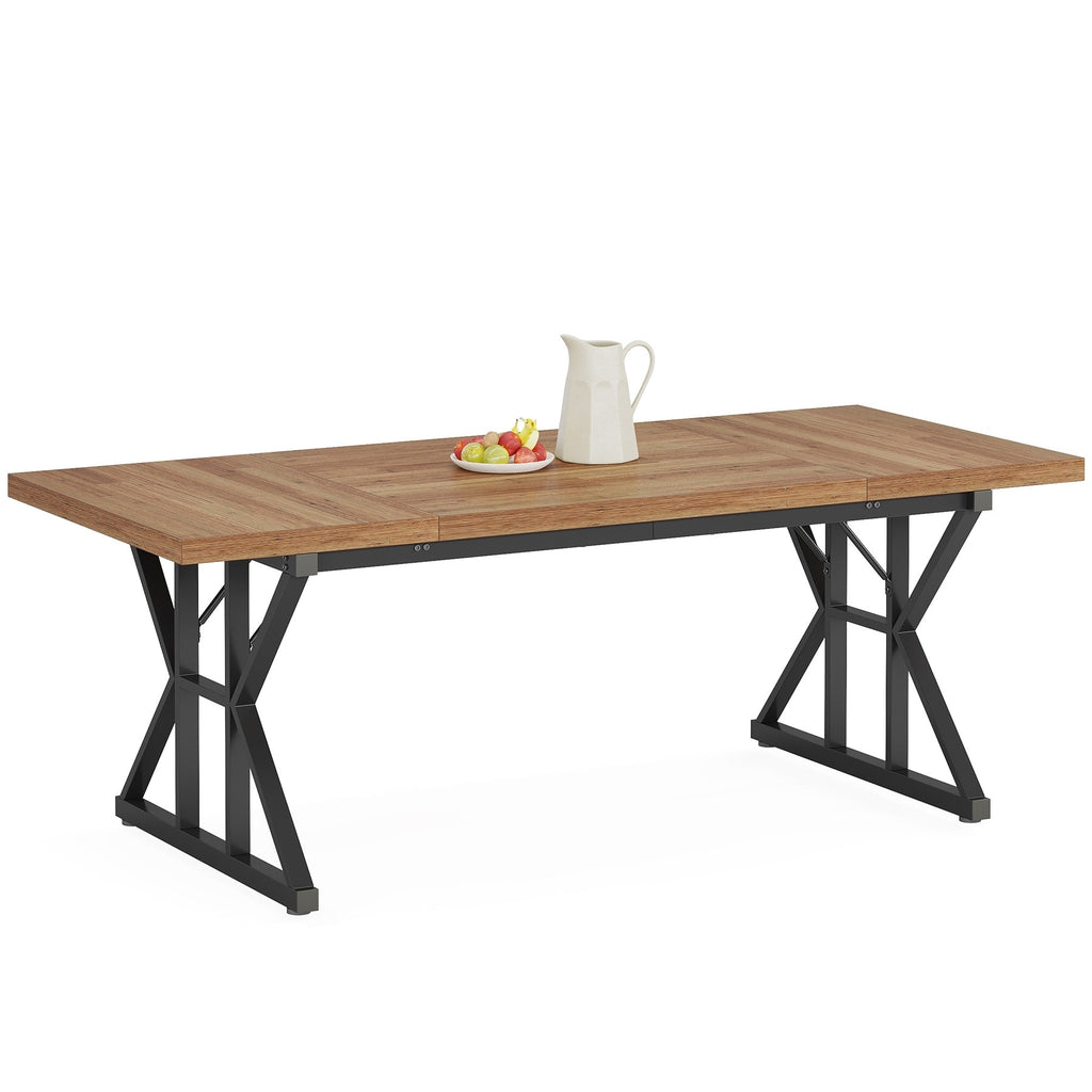 Table à manger de ferme pour 6 personnes, table de cuisine rectangulaire en bois de 70,8 pouces