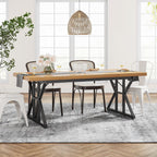 Table à manger de ferme pour 6 personnes, table de cuisine rectangulaire en bois de 70,8 pouces