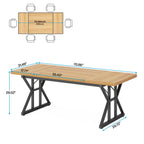 Table à manger de ferme pour 6 personnes, table de cuisine rectangulaire en bois de 70,8 pouces