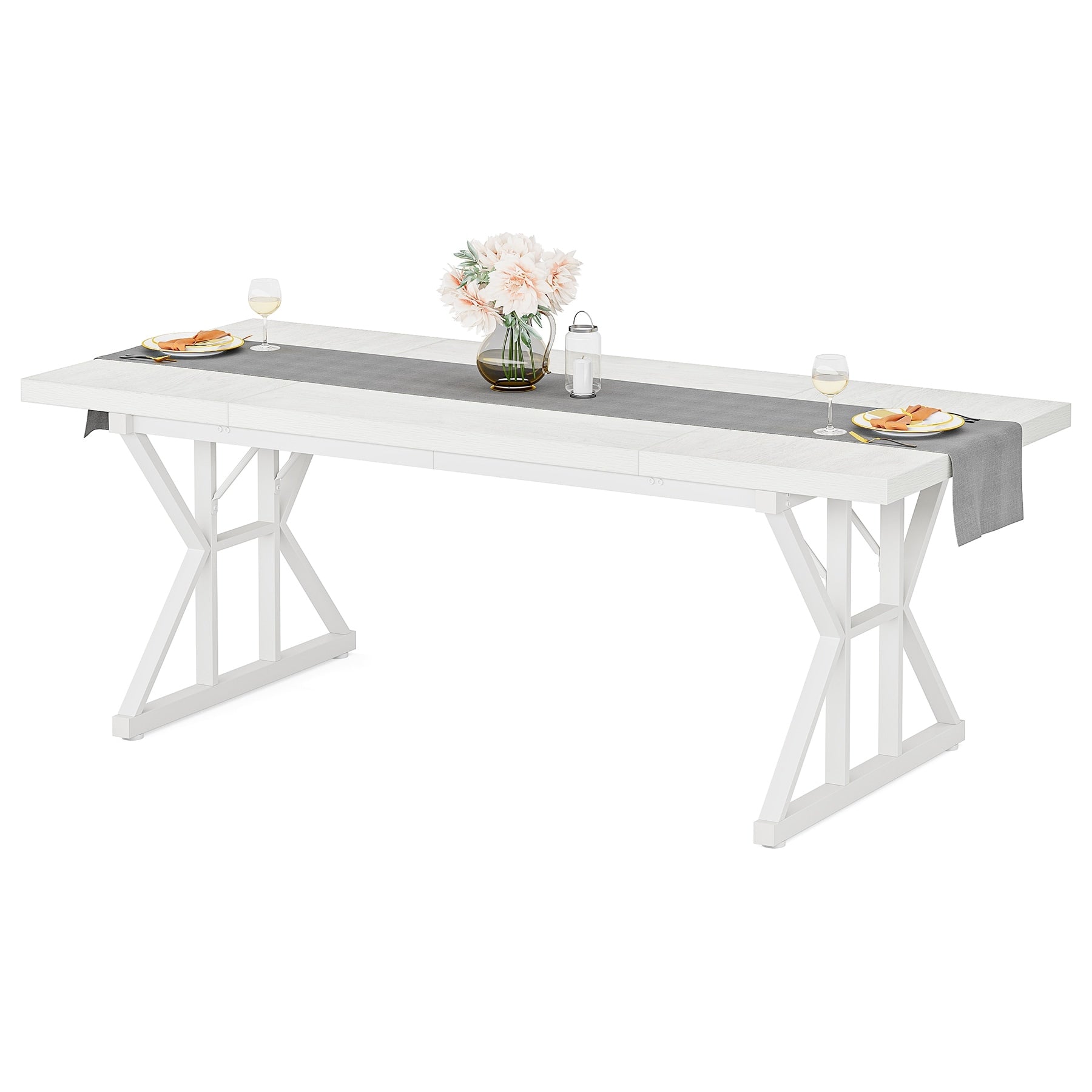 Table à manger de ferme pour 6 personnes, table de cuisine rectangulaire en bois de 70,8 pouces