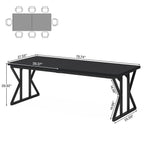 Table à manger de ferme pour 6 personnes, table de cuisine rectangulaire en bois de 70,8 pouces