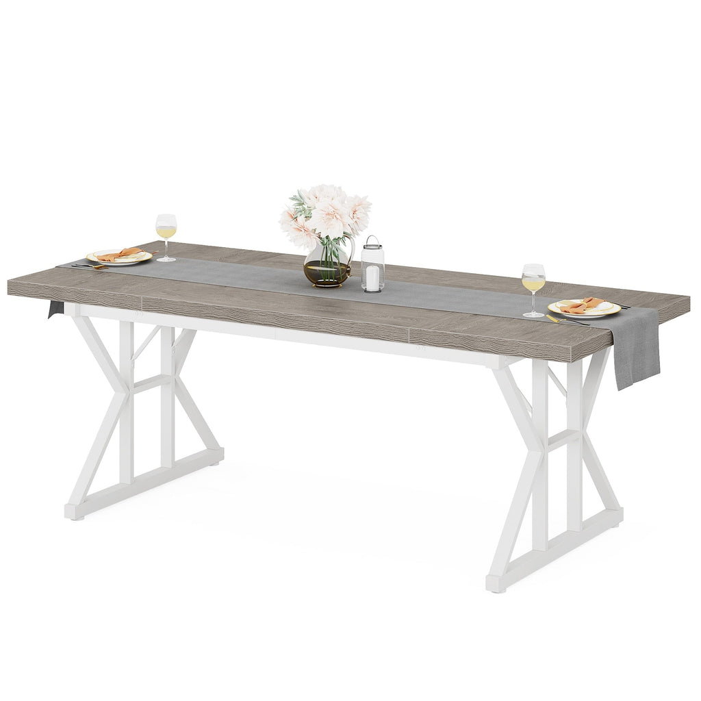 Table à manger de ferme pour 6 personnes, table de cuisine rectangulaire en bois de 70,8 pouces