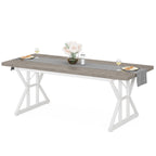Table à manger de ferme pour 6 personnes, table de cuisine rectangulaire en bois de 70,8 pouces