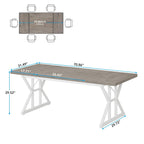 Table à manger de ferme pour 6 personnes, table de cuisine rectangulaire en bois de 70,8 pouces