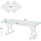 Table à manger de ferme pour 6 personnes, table de cuisine rectangulaire en bois de 70,8 pouces