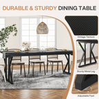Table à manger de ferme pour 6 personnes, table de cuisine rectangulaire en bois de 70,8 pouces