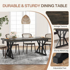 Table à manger de ferme pour 6 personnes, table de cuisine rectangulaire en bois de 70,8 pouces