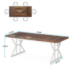 Table à manger de ferme pour 6 personnes, table de cuisine rectangulaire en bois de 70,8 pouces