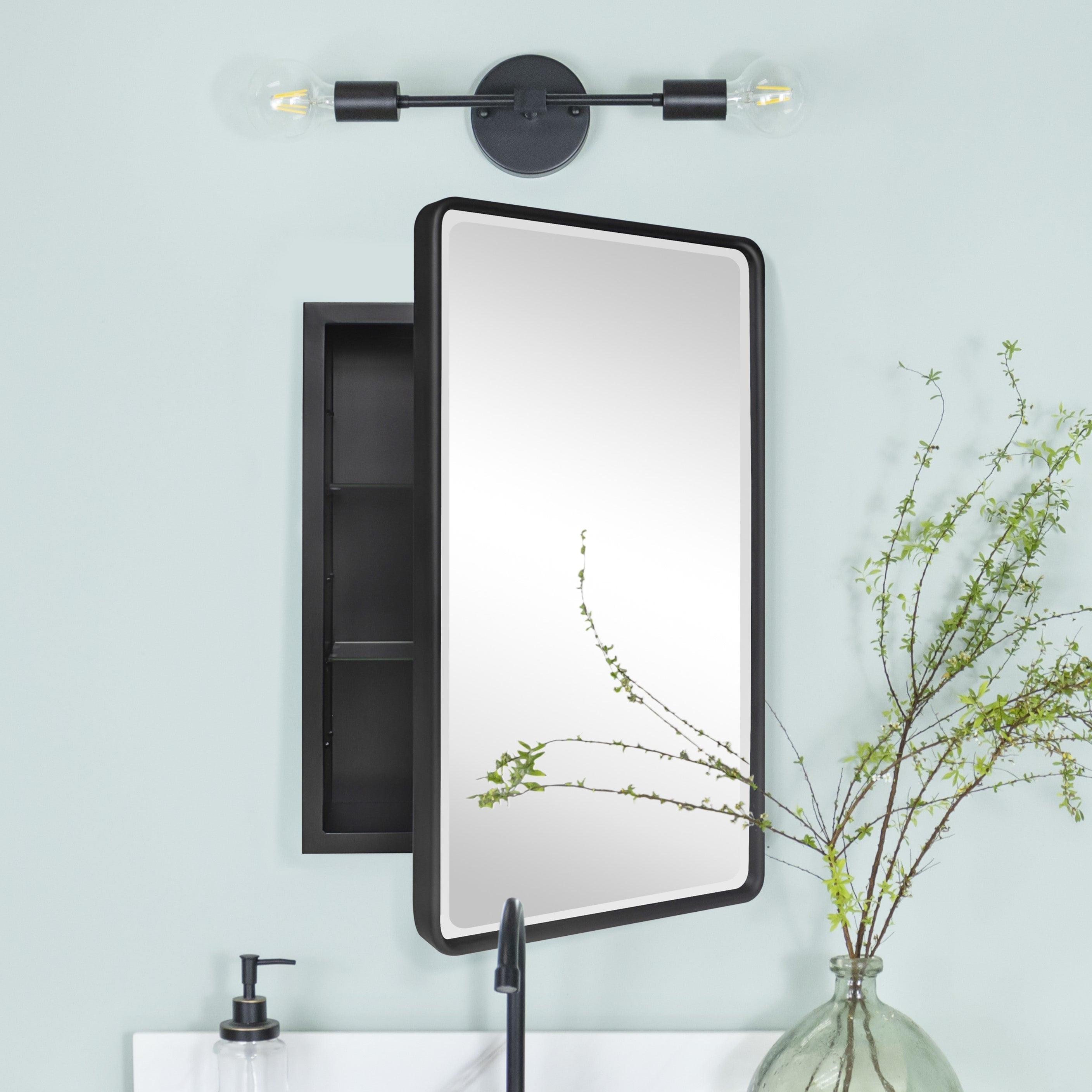 Armoires à pharmacie encastrées en métal de style ferme TEHOME avec miroir