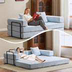 Canapé-lit convertible avec dossier coussiné en tissu chenille pour salon et chambre à coucher
