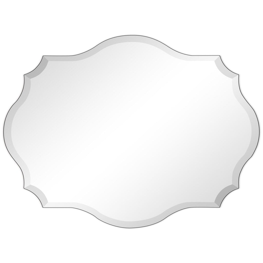 Miroir mural festonné élégant, oblong et biseauté, sans cadre