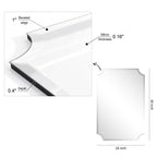 Miroir mural biseauté festonné rectangulaire sans cadre, pour salle de bain, coiffeuse, chambre à coucher, 1 bord biseauté - Transparent