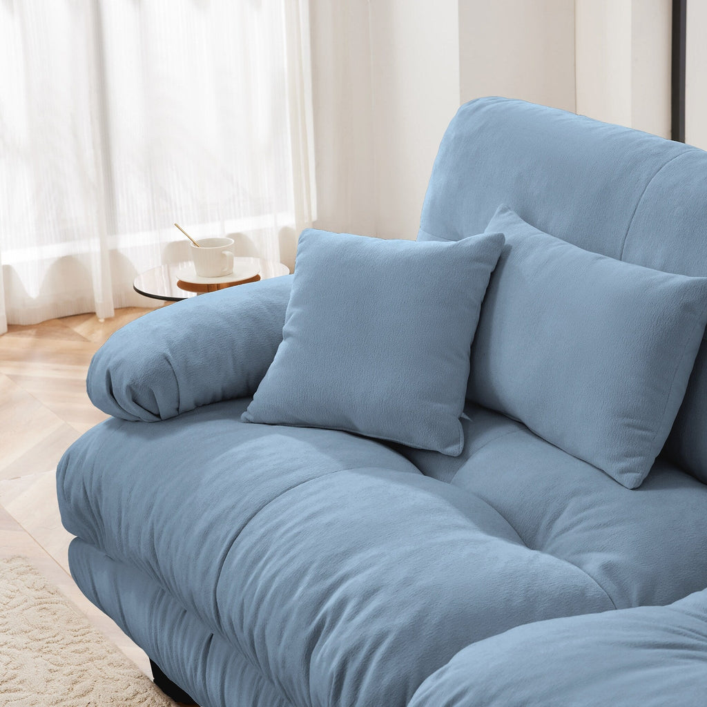 Canapé modulable 4 places en chenille avec 2 poufs et oreiller pour le salon