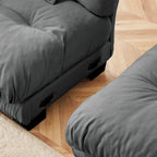 Canapé modulable 4 places en chenille avec 2 poufs et oreiller pour le salon