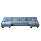 Canapé modulable 4 places en chenille avec 2 poufs et oreiller pour le salon