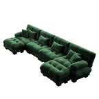 Canapé modulable 4 places en chenille avec 2 poufs et oreiller pour le salon