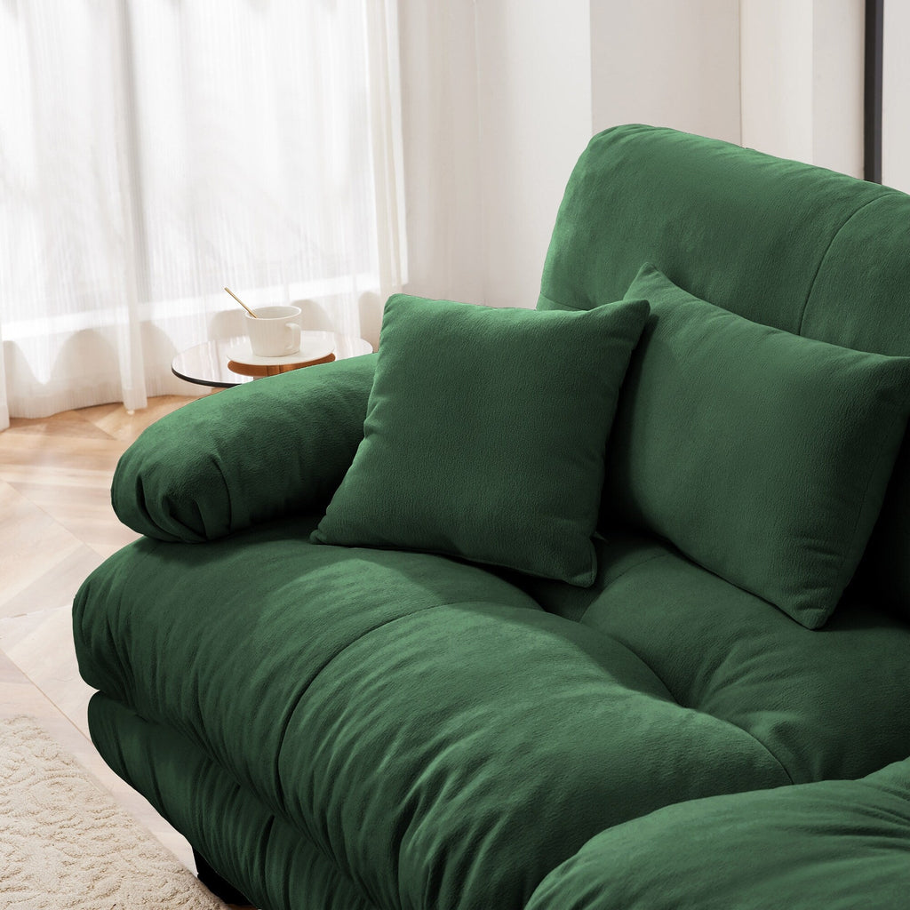 Canapé modulable 4 places en chenille avec 2 poufs et oreiller pour le salon