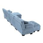 Canapé modulable 4 places en chenille avec 2 poufs et oreiller pour le salon