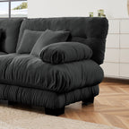 Canapé modulable 4 places en chenille avec 2 poufs et oreiller pour le salon