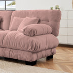 Canapé modulable 4 places en chenille avec 2 poufs et oreiller pour le salon