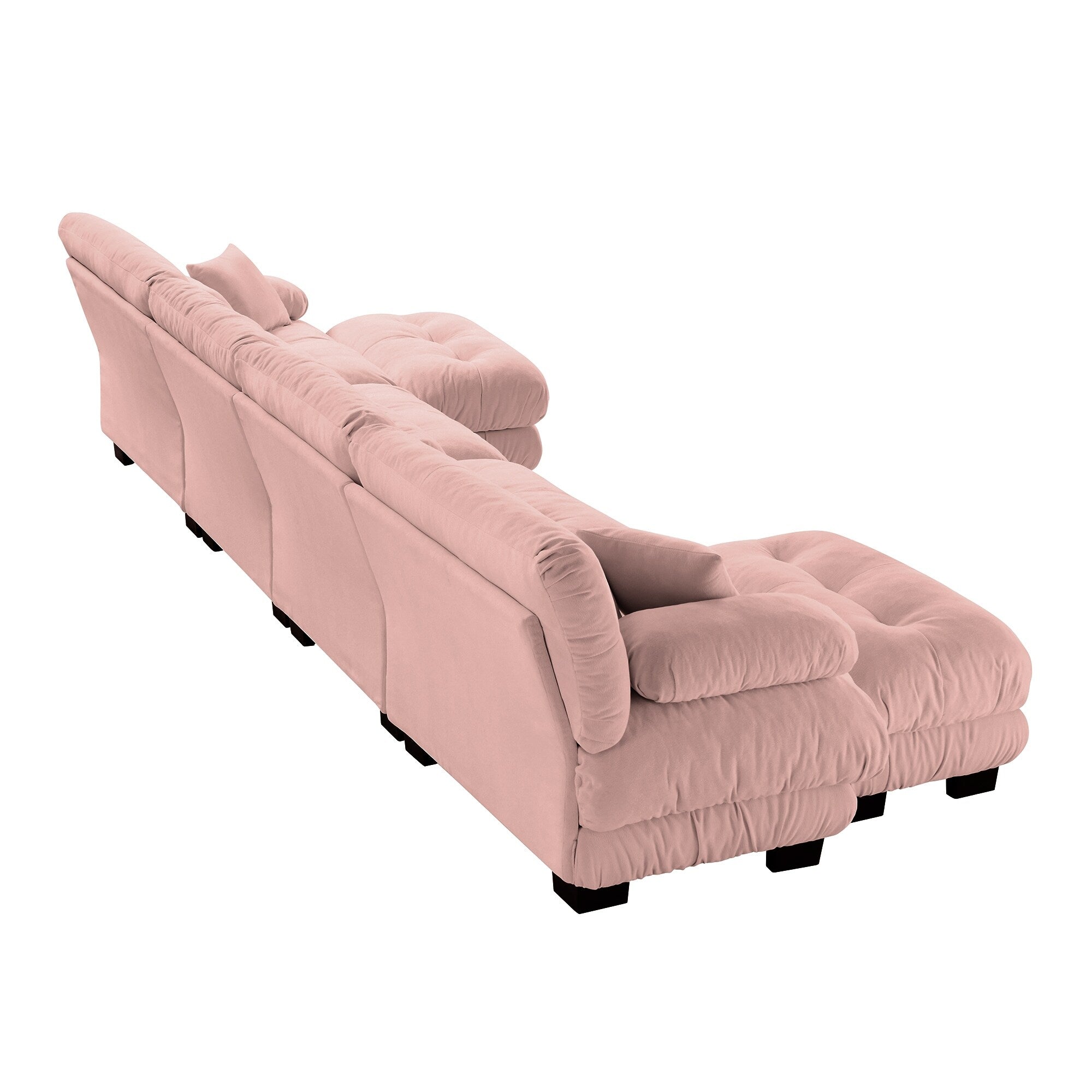 Canapé modulable 4 places en chenille avec 2 poufs et oreiller pour le salon