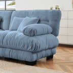 Canapé modulable 4 places en chenille avec 2 poufs et oreiller pour le salon