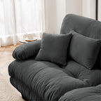Canapé modulable 4 places en chenille avec 2 poufs et oreiller pour le salon