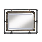 Miroir mural industriel en métal Inyo de Furniture of America avec lumières LED