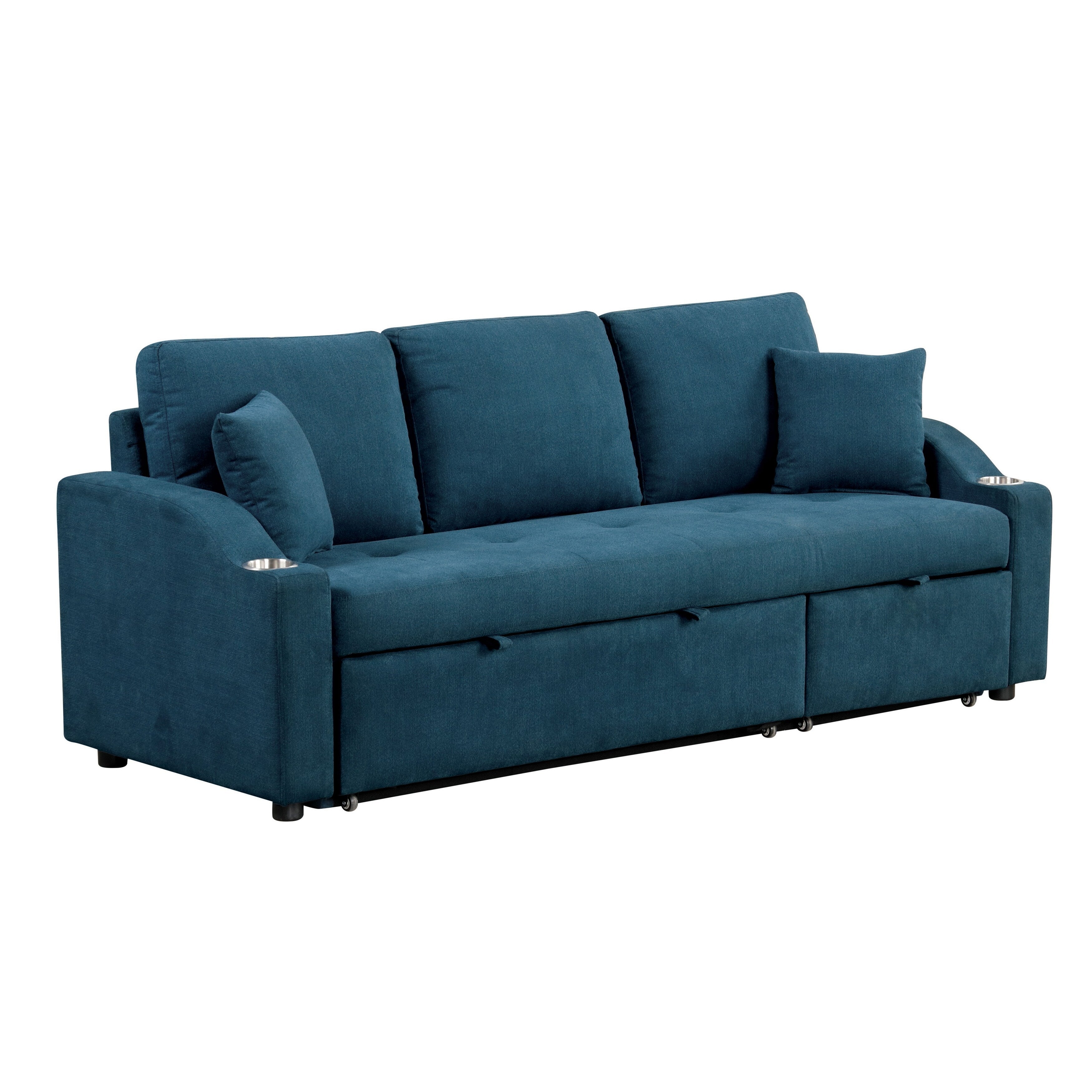 Canapé-lit sectionnel capitonné moderne Scarlett de Furniture of America, peu encombrant, avec porte-gobelets