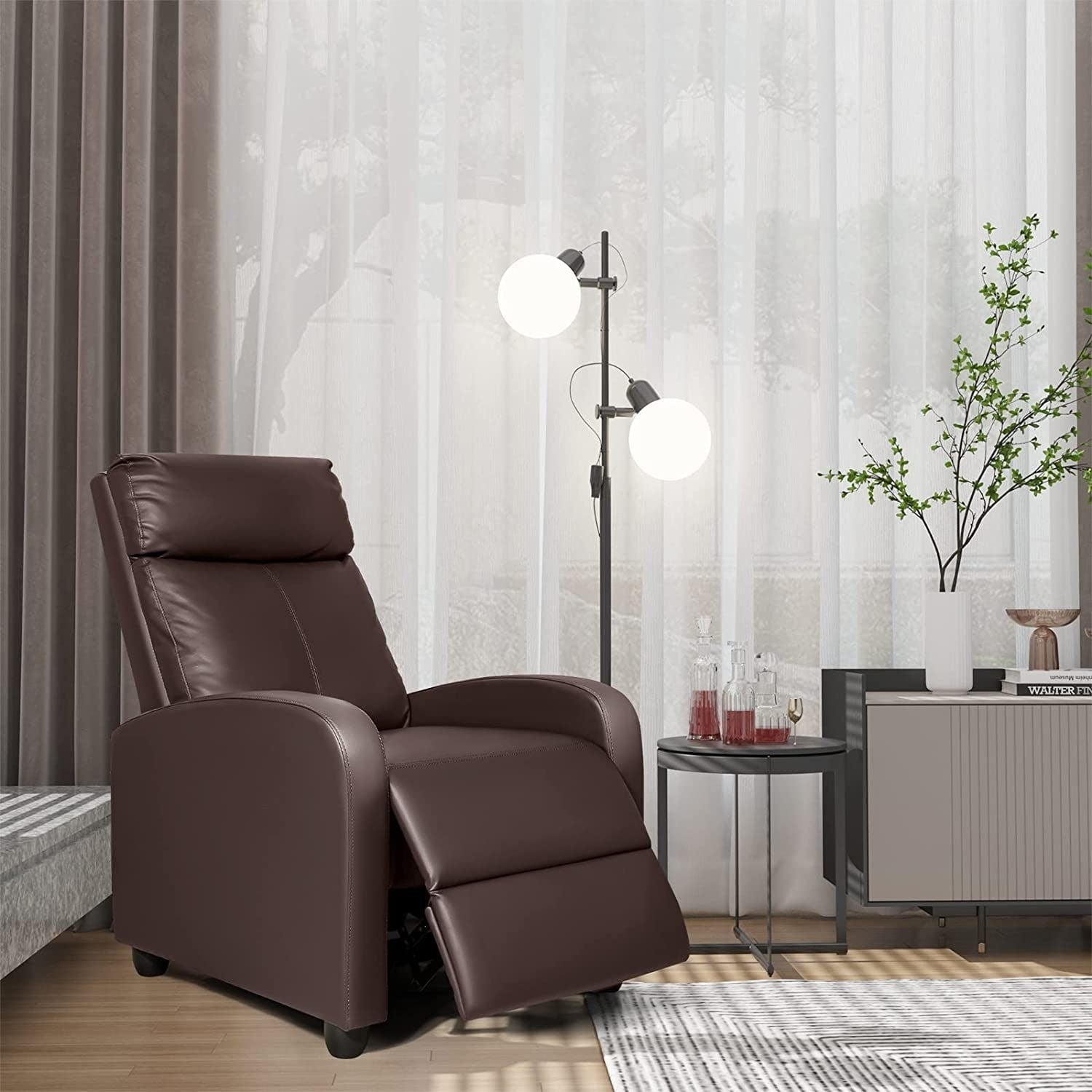 Canapé inclinable en cuir PU Furniwell avec siège et dossier rembourrés.