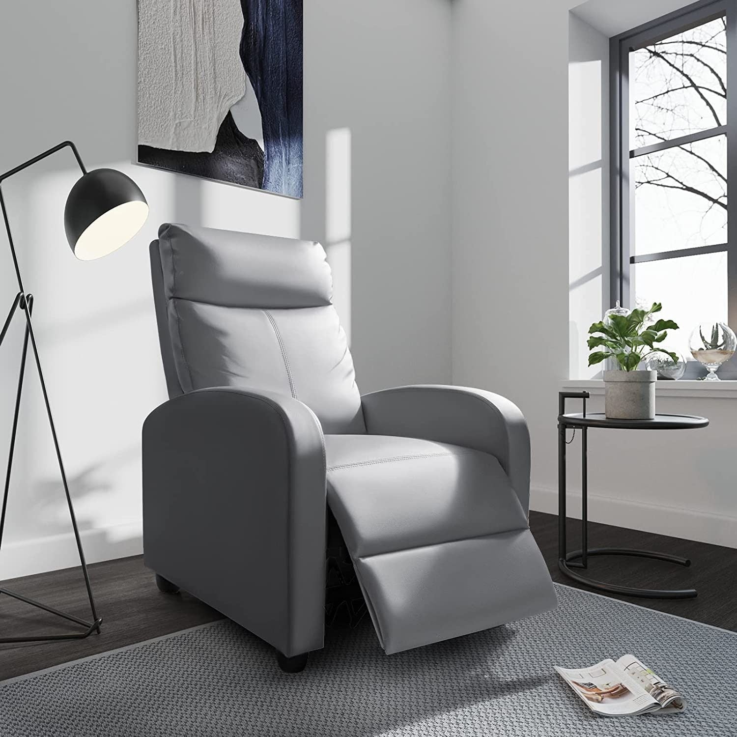 Canapé inclinable en cuir PU Furniwell avec siège et dossier rembourrés.