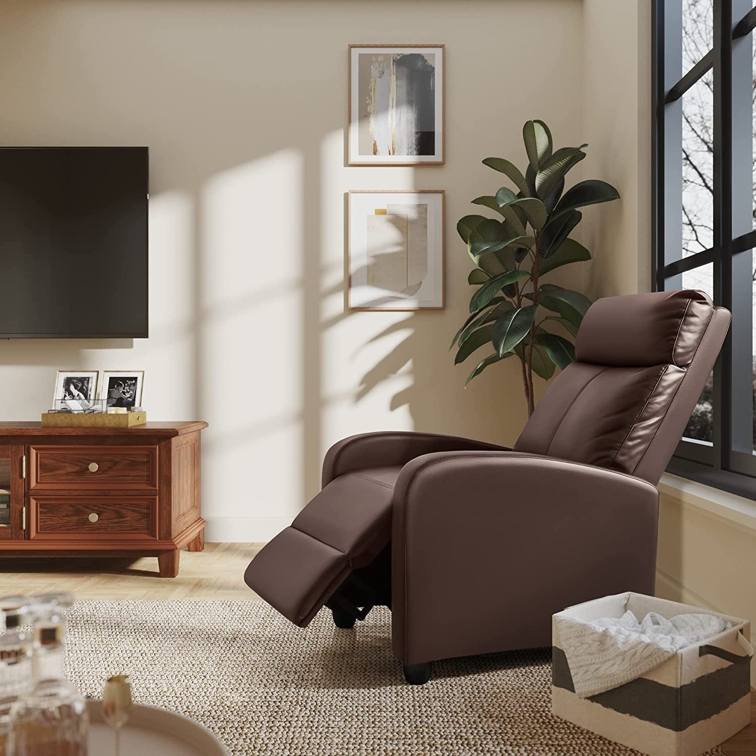Canapé inclinable en cuir PU Furniwell avec siège et dossier rembourrés.