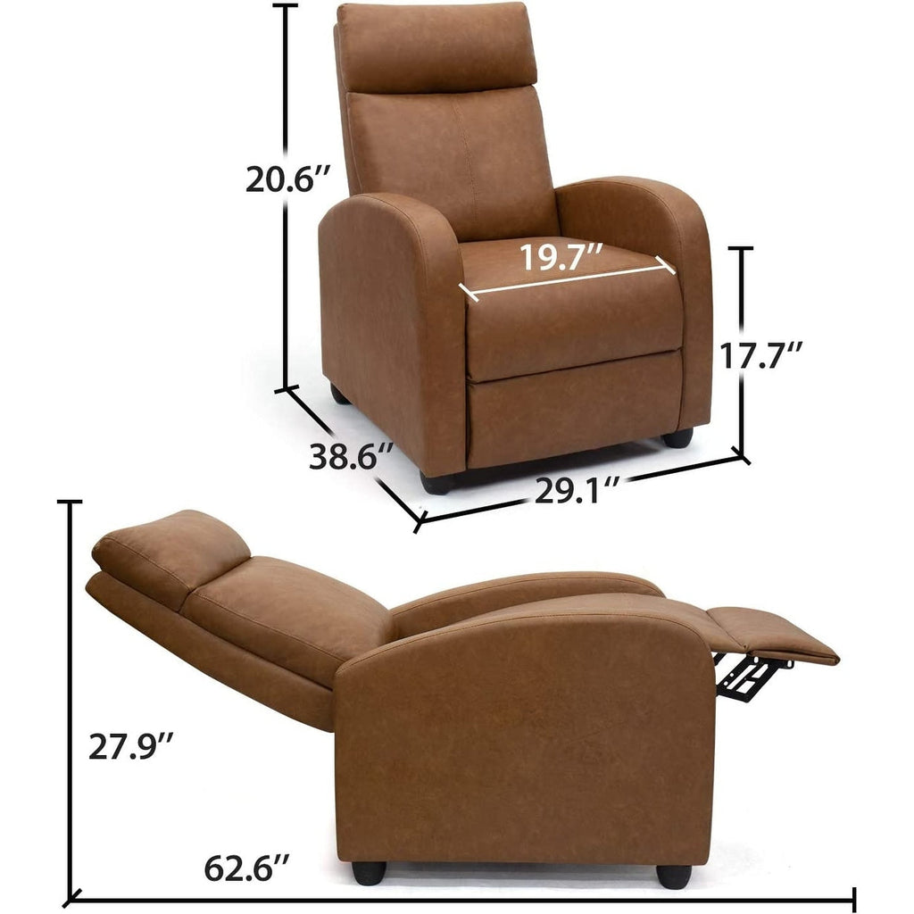 Canapé inclinable en cuir PU Furniwell avec siège et dossier rembourrés.