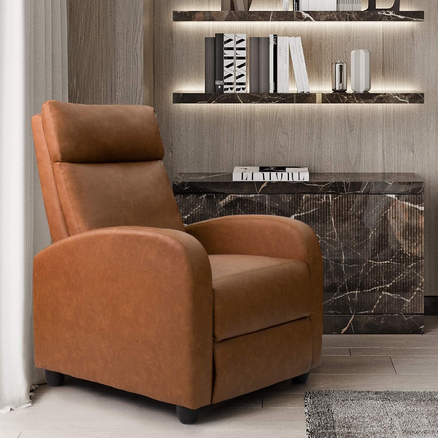 Canapé inclinable en cuir PU Furniwell avec siège et dossier rembourrés.