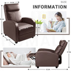 Canapé inclinable en cuir PU Furniwell avec siège et dossier rembourrés.