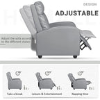 Canapé inclinable en cuir PU Furniwell avec siège et dossier rembourrés.